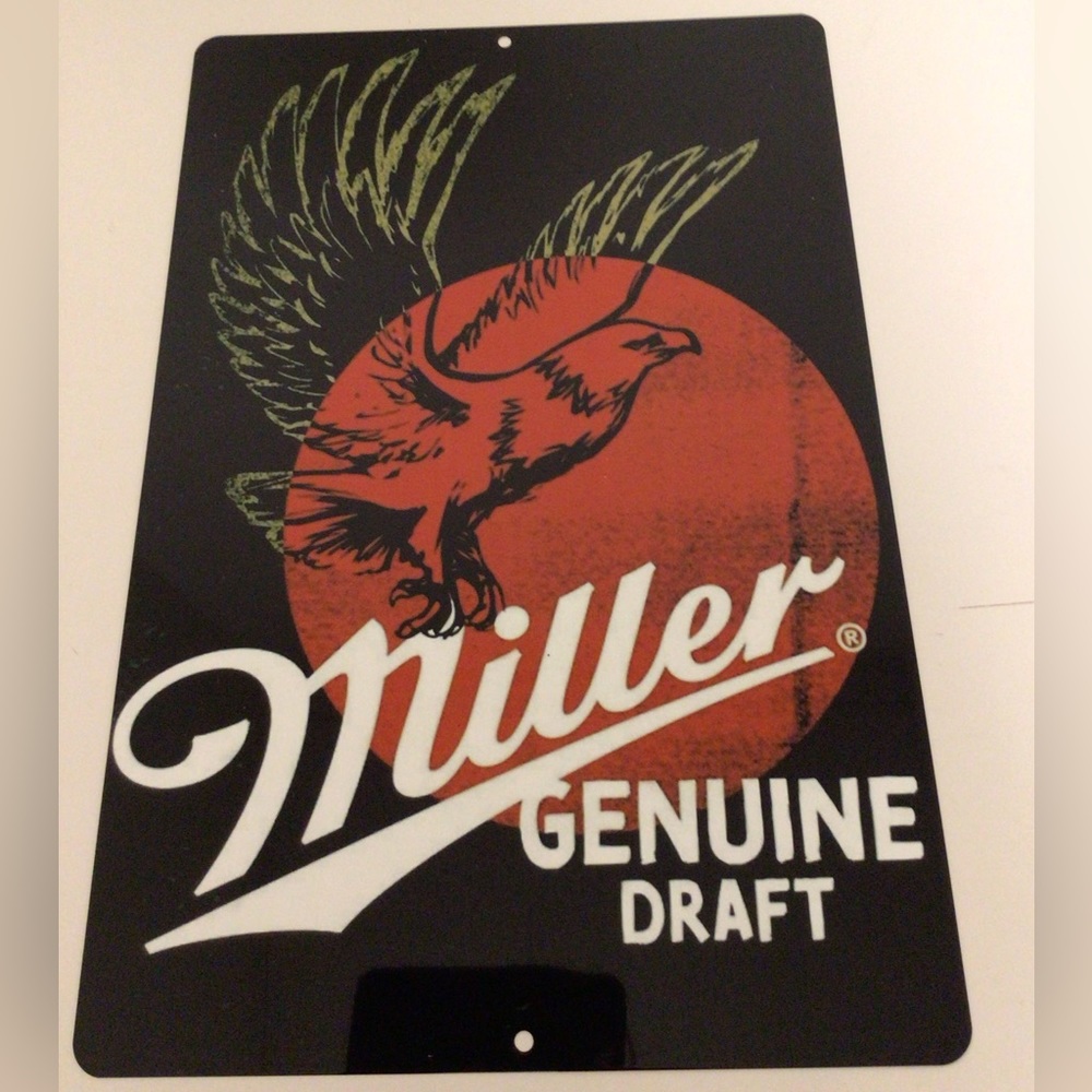 Miller Genuine Draft Eagle beer metal display sign